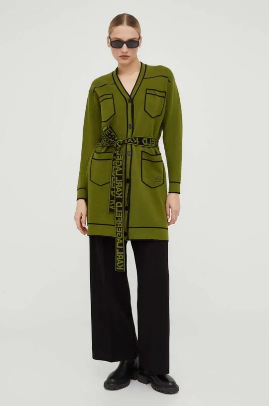 zelena Kardigan s primjesom vune Karl Lagerfeld Ženski