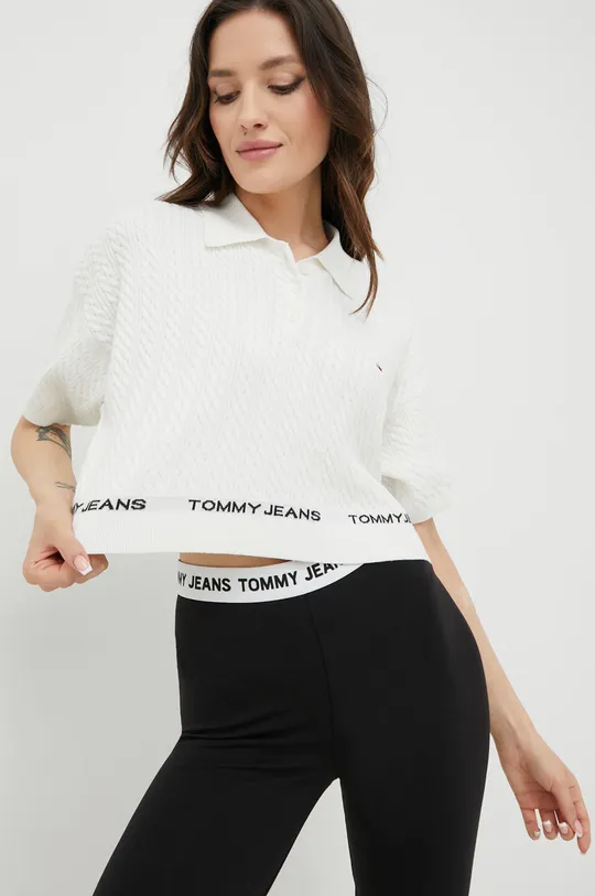 λευκό Πουλόβερ Tommy Jeans Γυναικεία
