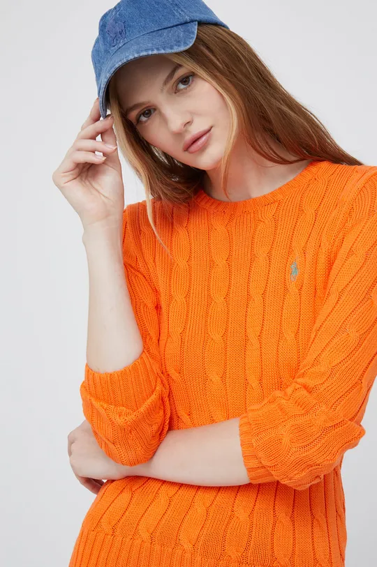 πορτοκαλί Βαμβακερό πουλόβερ Polo Ralph Lauren Γυναικεία