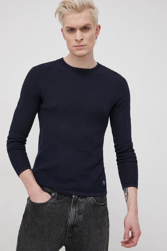 Jack & Jones Sweter bawełniany granatowy