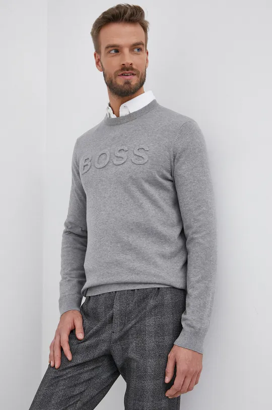 szary Boss Sweter z domieszką wełny 50463044 Męski