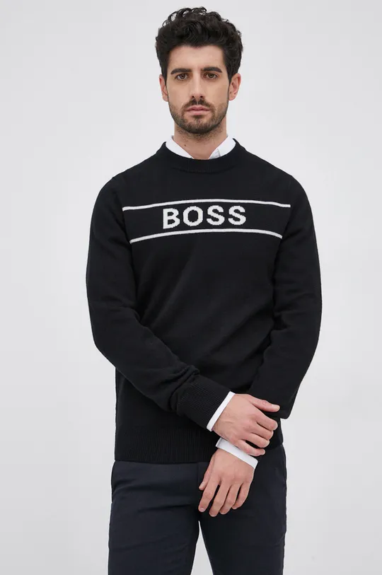 чёрный Шерстяной свитер Boss Мужской