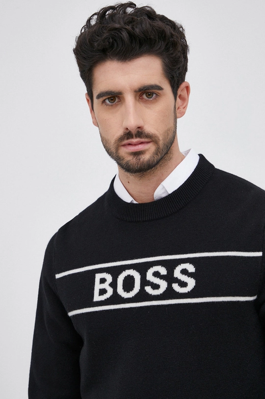 czarny Boss Sweter wełniany 50463060