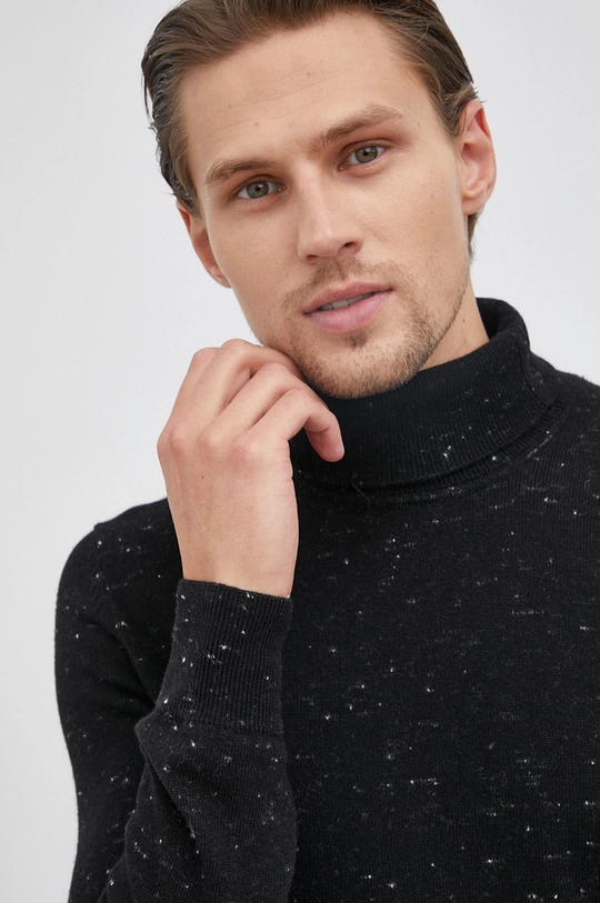 czarny Boss Sweter z domieszką wełny Casual 50460928 Męski