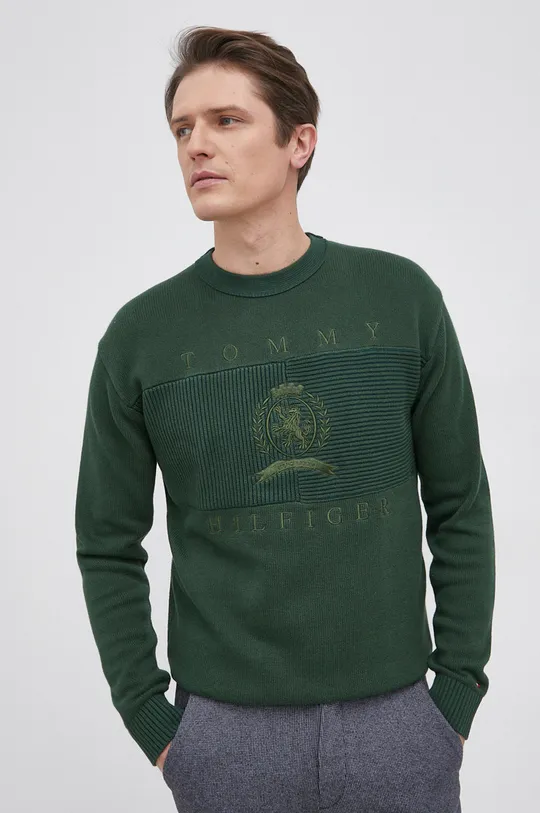 πράσινο Βαμβακερό πουλόβερ Tommy Hilfiger Ανδρικά