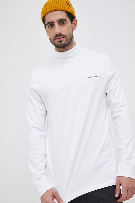 λευκό Βαμβακερό πουκάμισο με μακριά μανίκια Samsoe Samsoe
