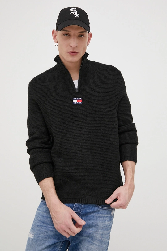 czarny Tommy Jeans Sweter DM0DM12203.PPYY Męski