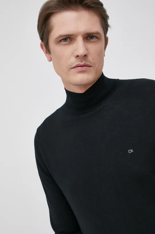 czarny Calvin Klein - Sweter wełniany Męski