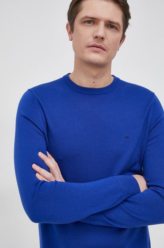 modrá Calvin Klein - Vlnený sveter Pánsky
