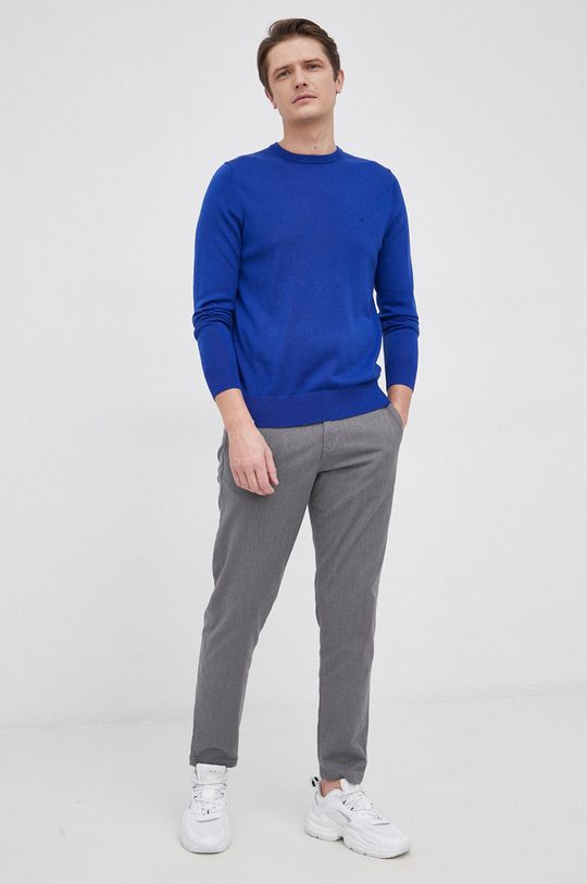 Calvin Klein - Vlnený sveter modrá