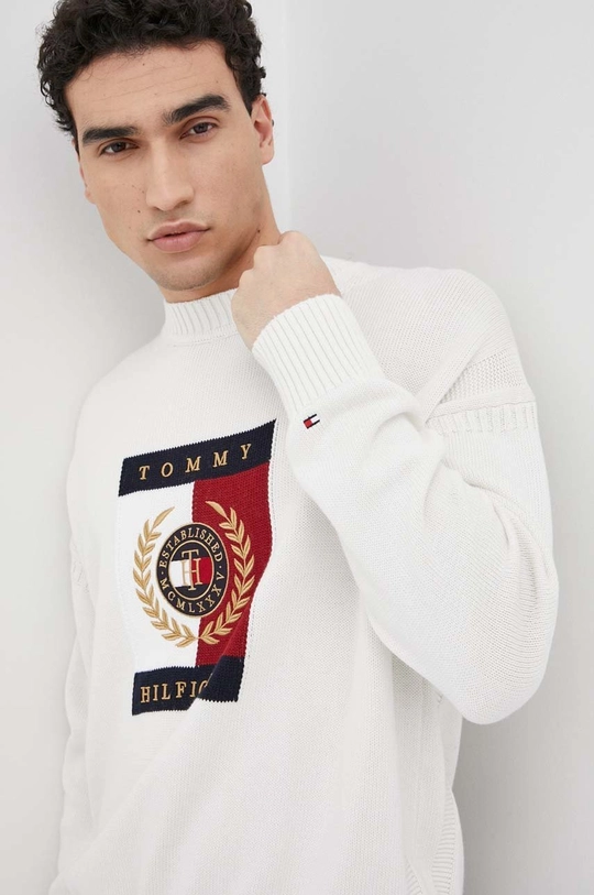 beżowy Tommy Hilfiger sweter bawełniany ICON