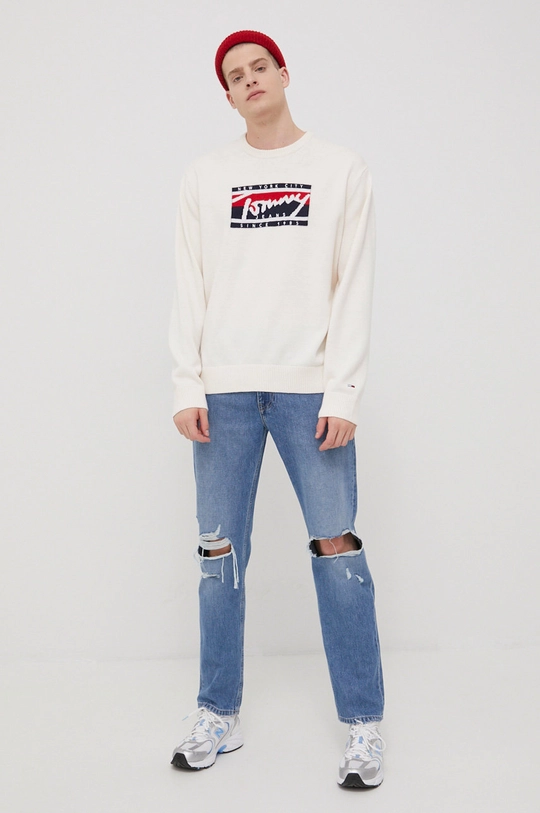 Tommy Jeans pulóver bézs