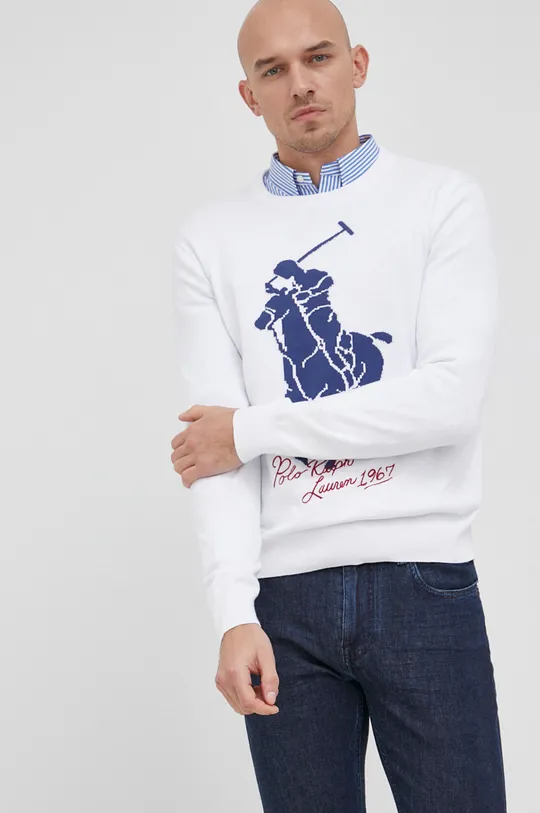λευκό Polo Ralph Lauren - Βαμβακερό πουλόβερ Ανδρικά