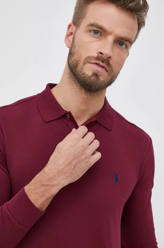 burgundské Tričko s dlhým rukávom Polo Ralph Lauren