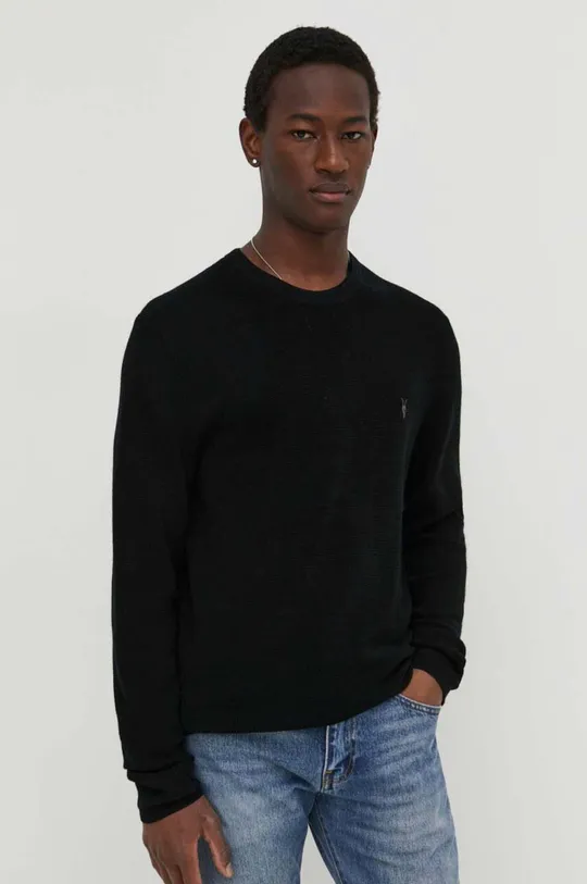 μαύρο Μάλλινο πουλόβερ AllSaints Ανδρικά