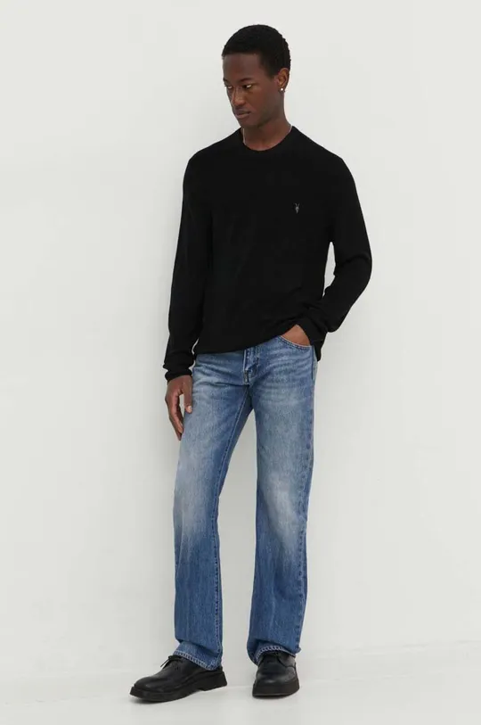 AllSaints Sweter wełniany IVAR MERINO CREW czarny