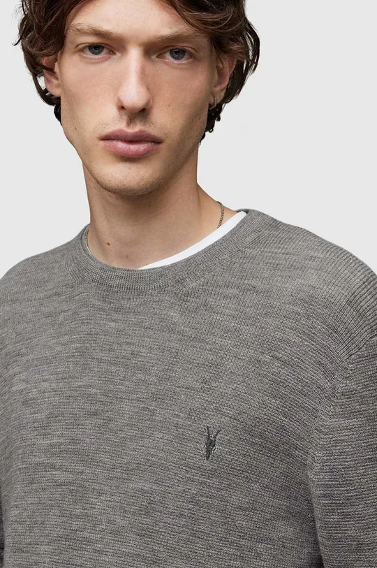 Vlnený sveter AllSaints sivá