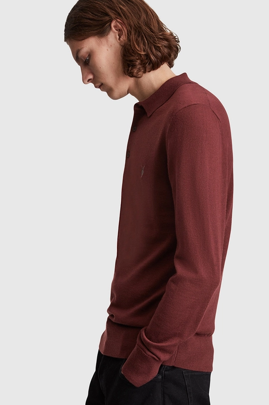 AllSaints Sweter wełniany MODE MERINO LS POLO 100 % Wełna