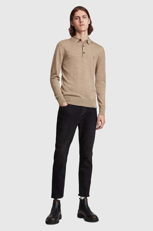 AllSaints Sweter wełniany MODE MERINO LS POLO 100 % Wełna