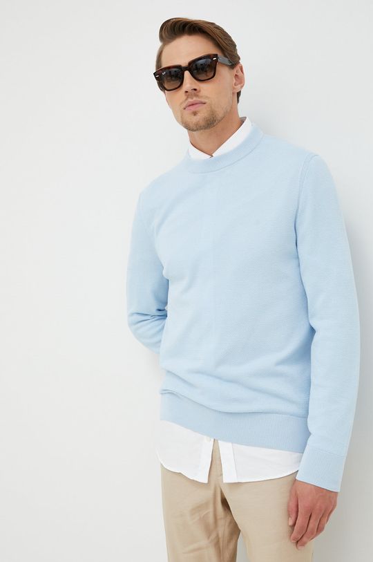 jasny niebieski BOSS sweter bawełniany Męski