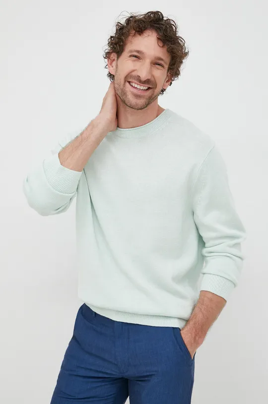 Ľanový sveter Tommy Hilfiger zelená