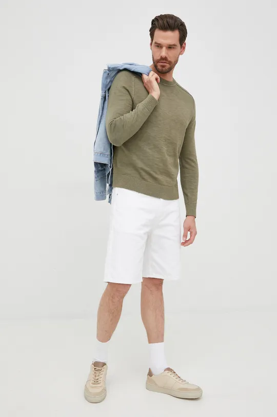 Bombažen pulover Calvin Klein zelena