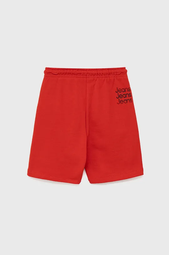 Παιδικό βαμβακερό σορτς Calvin Klein Jeans κόκκινο