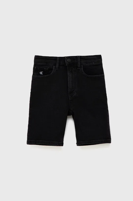 črna Calvin Klein Jeans otroške jeans kratke hlače Fantovski
