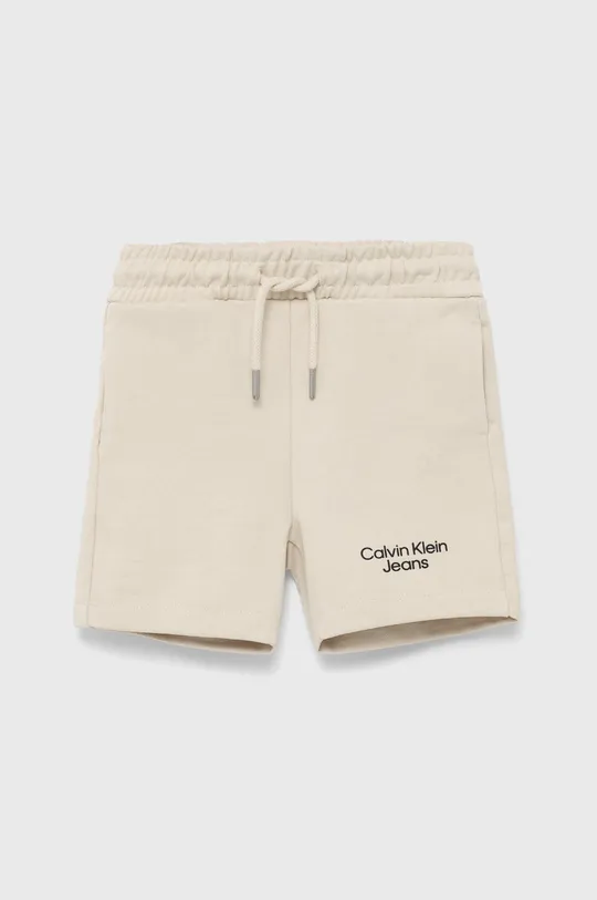 бежевый Детские хлопковые шорты Calvin Klein Jeans Для мальчиков