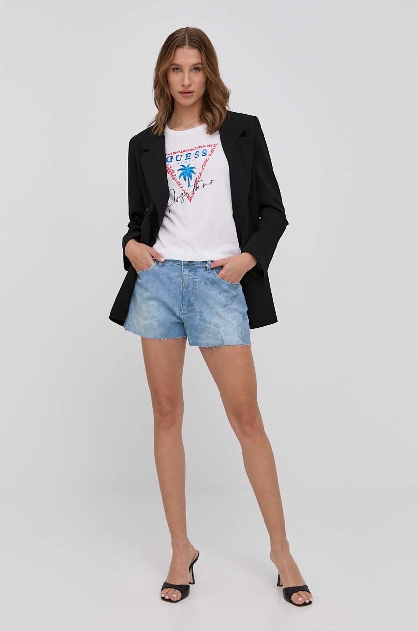 Guess pantaloni scurti jeans albastru deschis