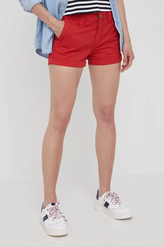 κόκκινο Βαμβακερό σορτσάκι Pepe Jeans Balboa Short Γυναικεία