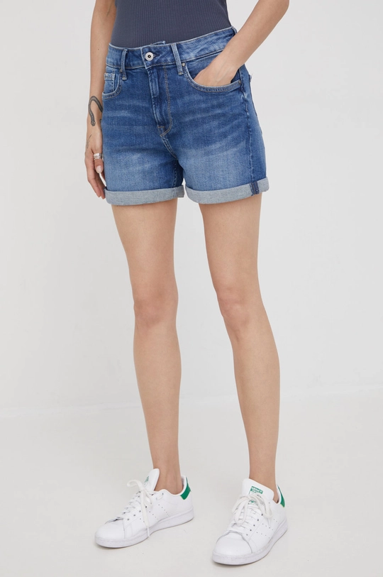 granatowy Pepe Jeans szorty jeansowe MARY SHORT Damski