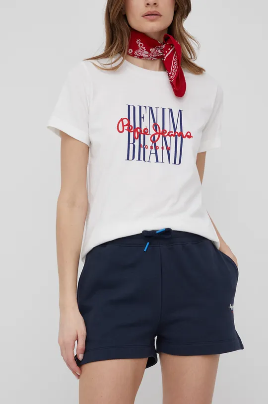 granatowy Pepe Jeans szorty bawełniane Calista Damski