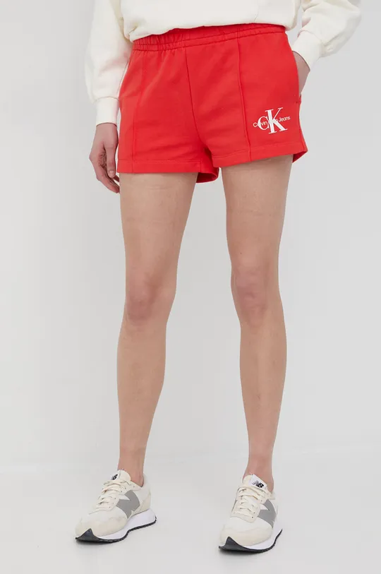 κόκκινο Βαμβακερό σορτσάκι Calvin Klein Jeans Γυναικεία