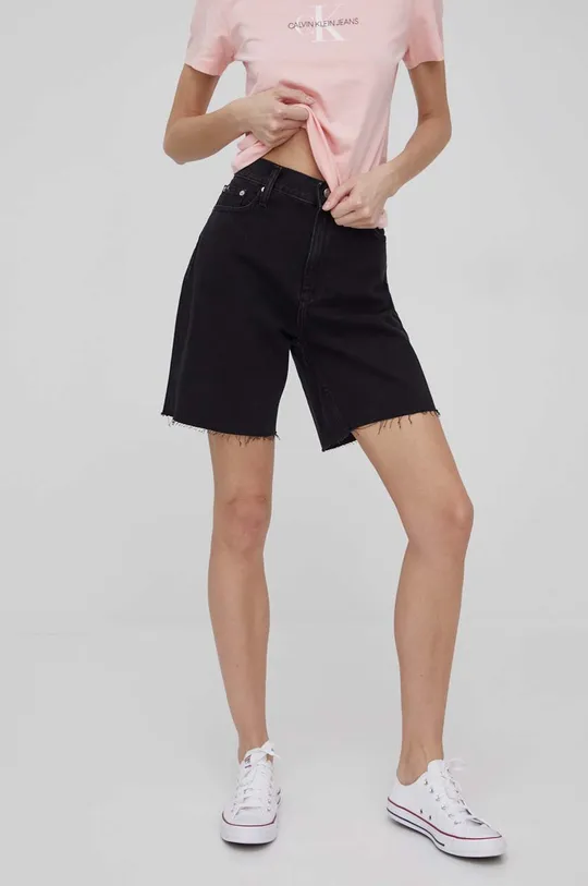 čierna Rifľové krátke nohavice Calvin Klein Jeans Dámsky