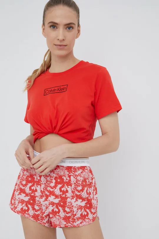 červená Bavlnené pyžamové šortky Calvin Klein Underwear Dámsky