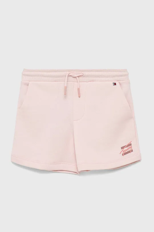 roz Tommy Hilfiger pantaloni scurți din bumbac pentru copii De fete