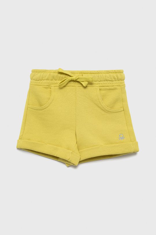 galben United Colors of Benetton pantaloni scurți din bumbac pentru copii De fete