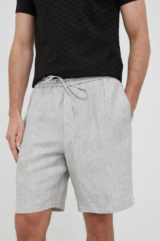 Lanene kratke hlače Emporio Armani siva
