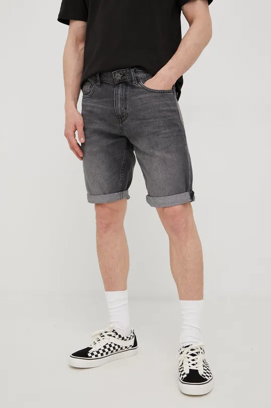 sivá Rifľové krátke nohavice Tom Tailor Pánsky