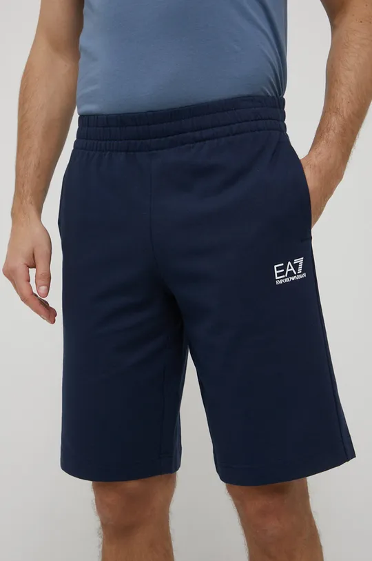 mornarsko modra Bombažne kratke hlače EA7 Emporio Armani Moški