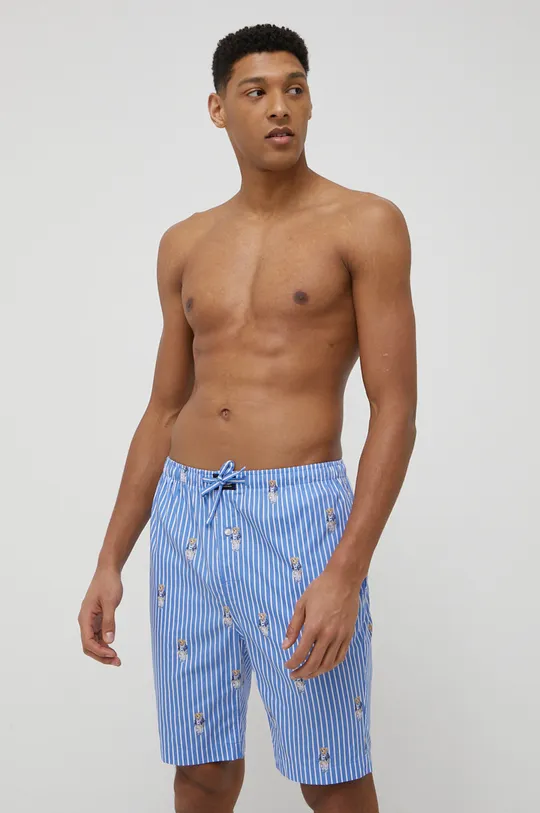 Bombažne pižama kratke hlače Polo Ralph Lauren modra