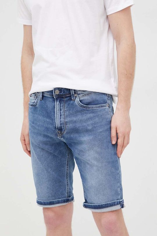 niebieski Pepe Jeans szorty jeansowe JACK SHORT USED Męski