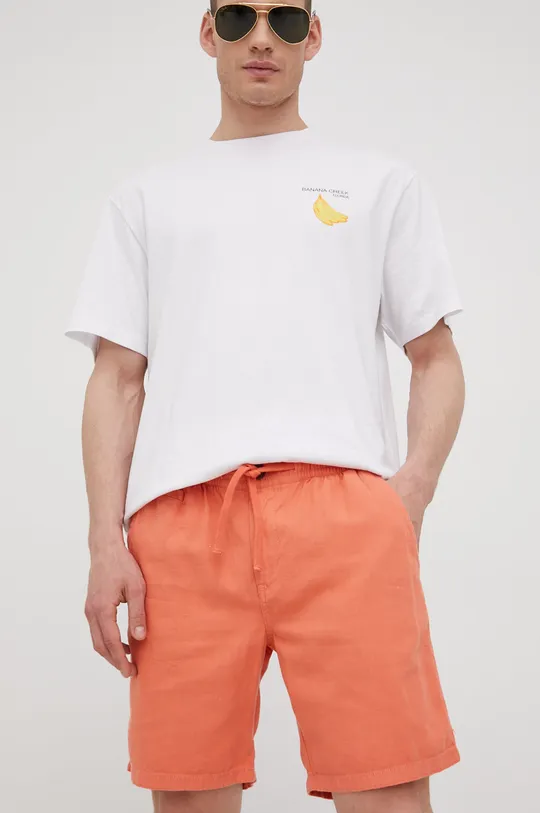 oranžna Kratke hlače iz mešanice lana Superdry Moški