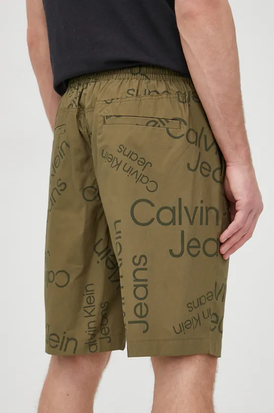 Βαμβακερό σορτσάκι Calvin Klein Jeans πράσινο