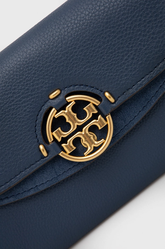 Kožená kabelka Tory Burch modrá