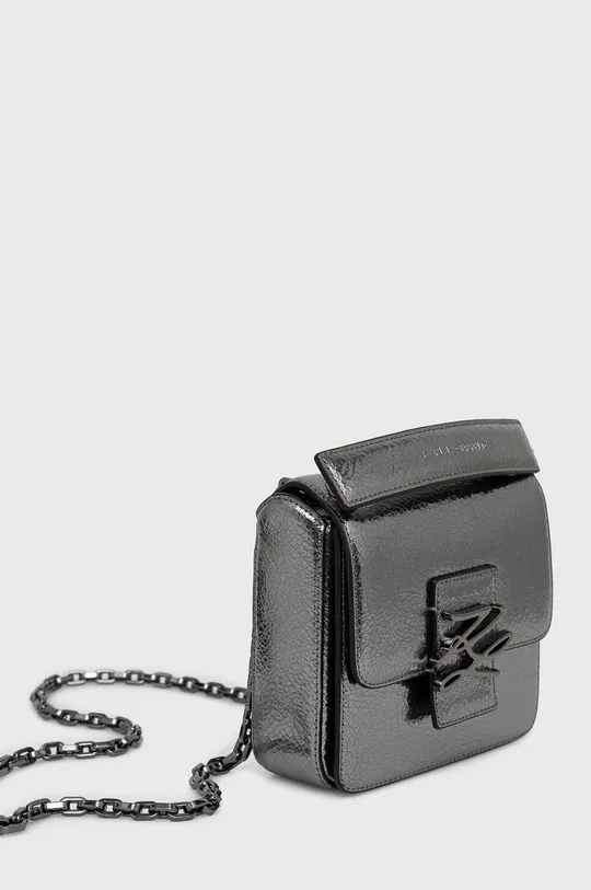 Kožená kabelka Karl Lagerfeld strieborná