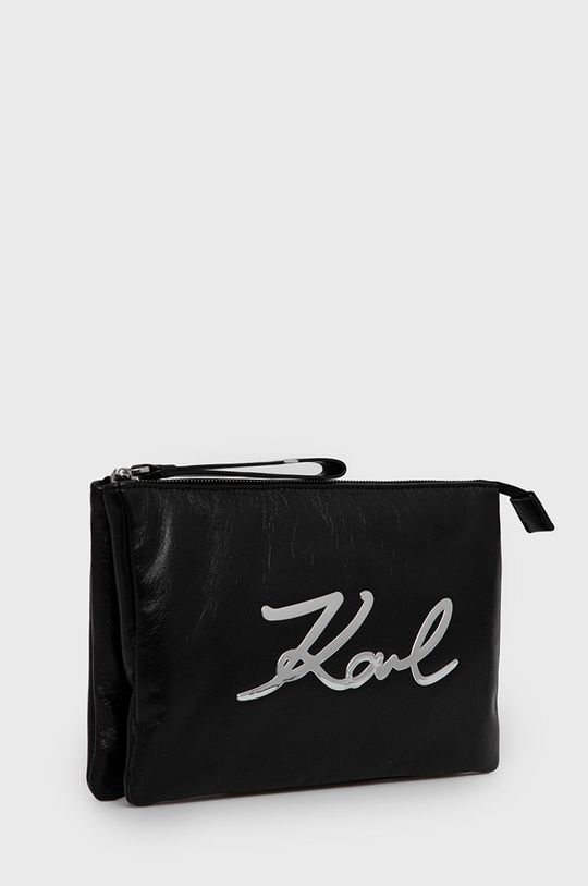 Kožená kosmetická taška Karl Lagerfeld černá