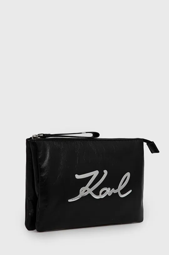Kožená kozmetická taška Karl Lagerfeld čierna