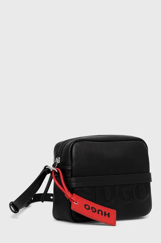 Δερμάτινη τσάντα HUGO μαύρο